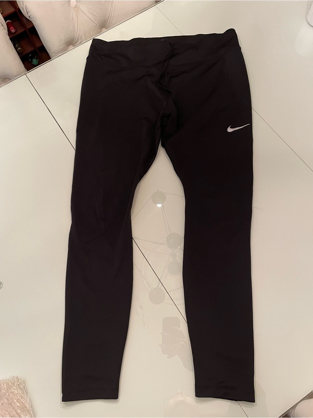 Nike Black drifit Athletic Leggings with White Swoosh